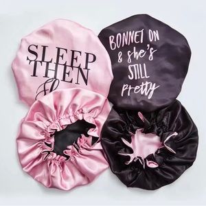 Double Layer Reversible Hair Bonnet Sleeping Cap Women Satin Hair Bonnet